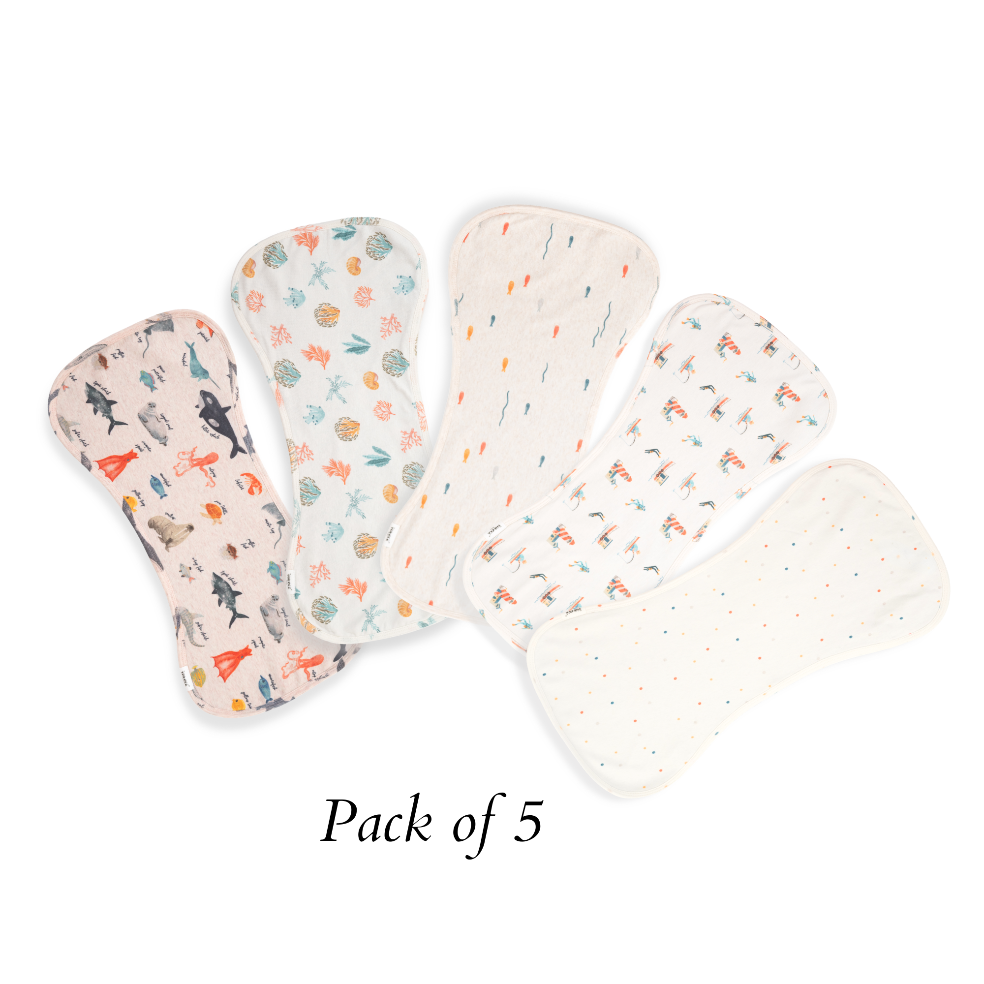 Set of 5, Super absorbent Burp Cloth - Maritime Print