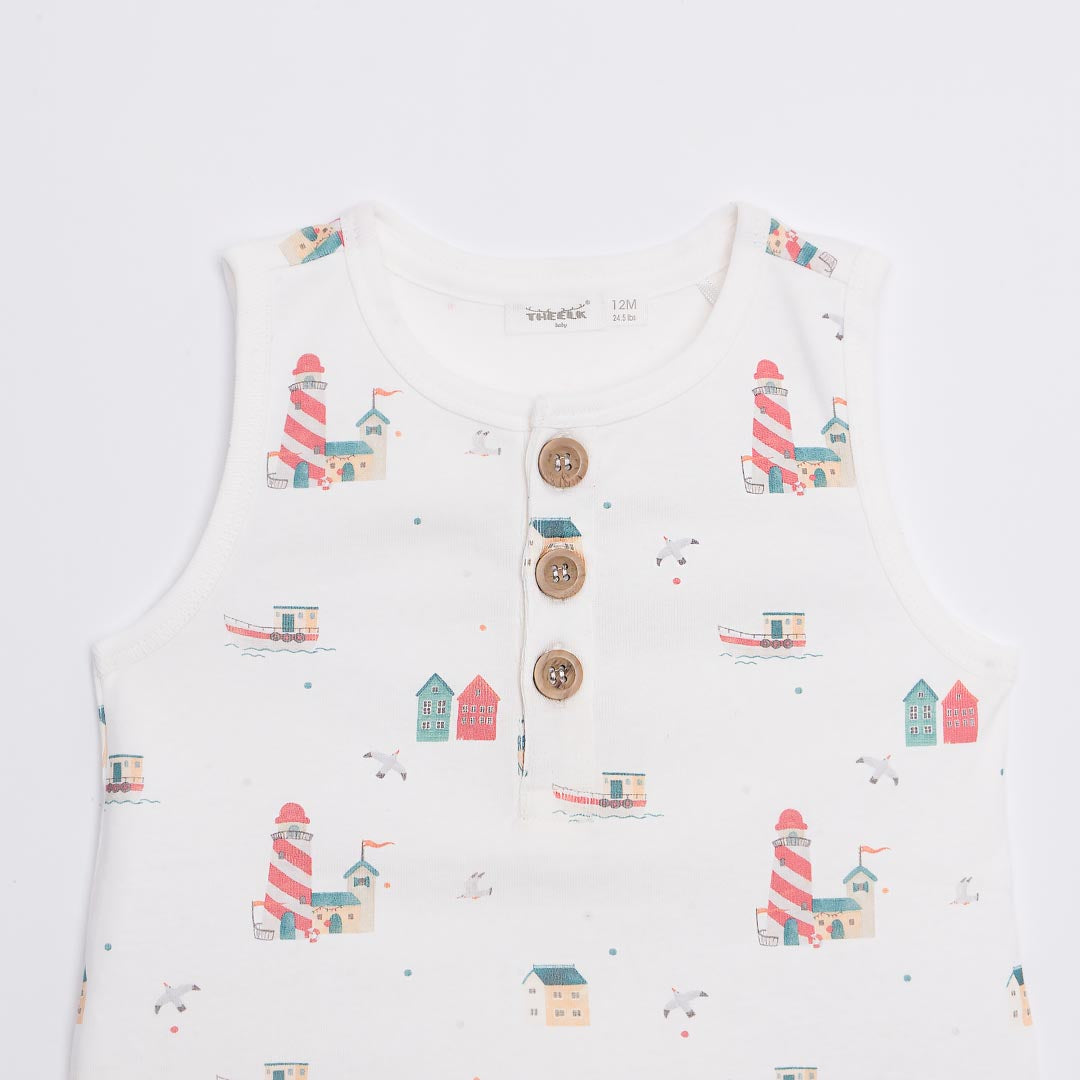 Sea Walk Sleeveless Romper