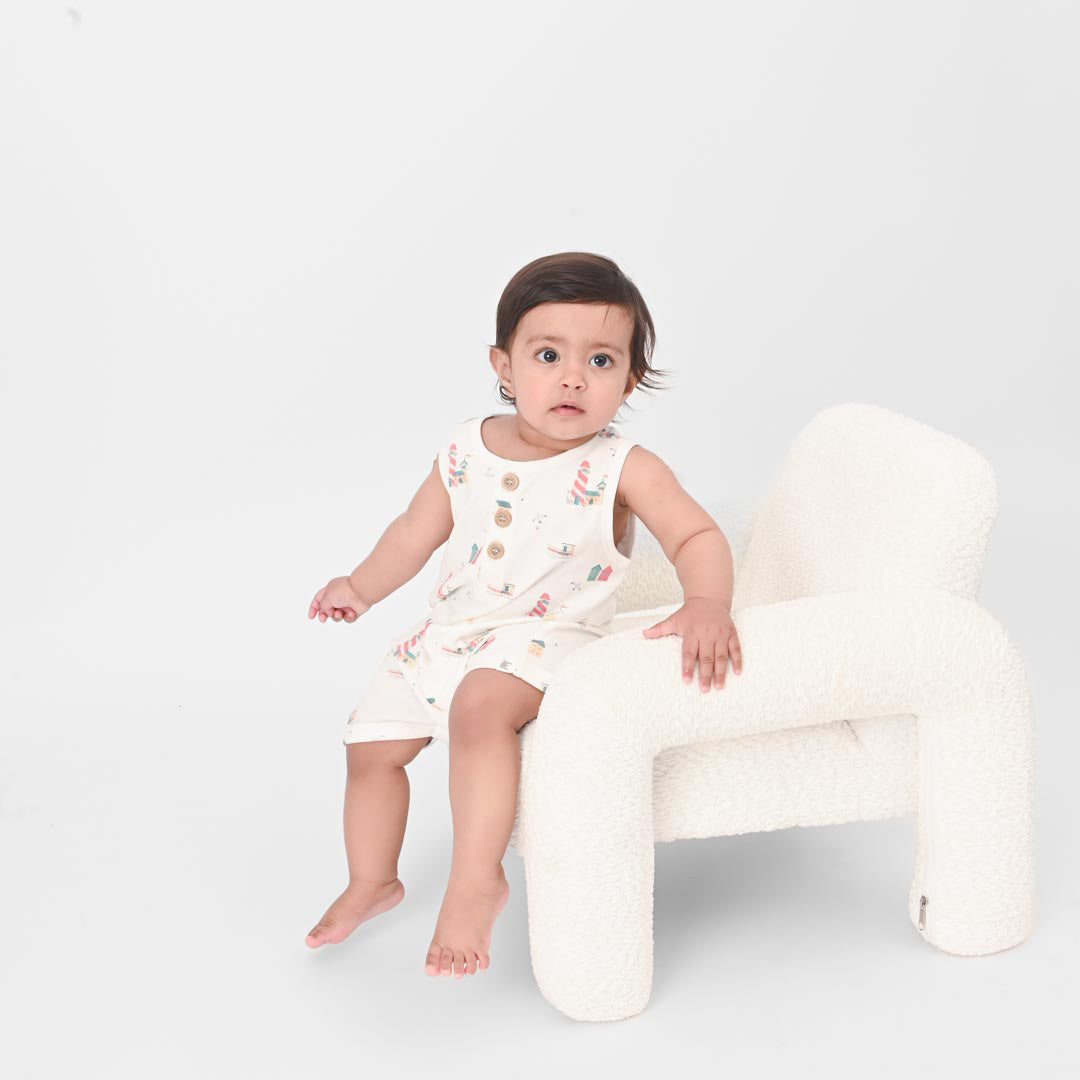 Sea Walk Sleeveless Romper