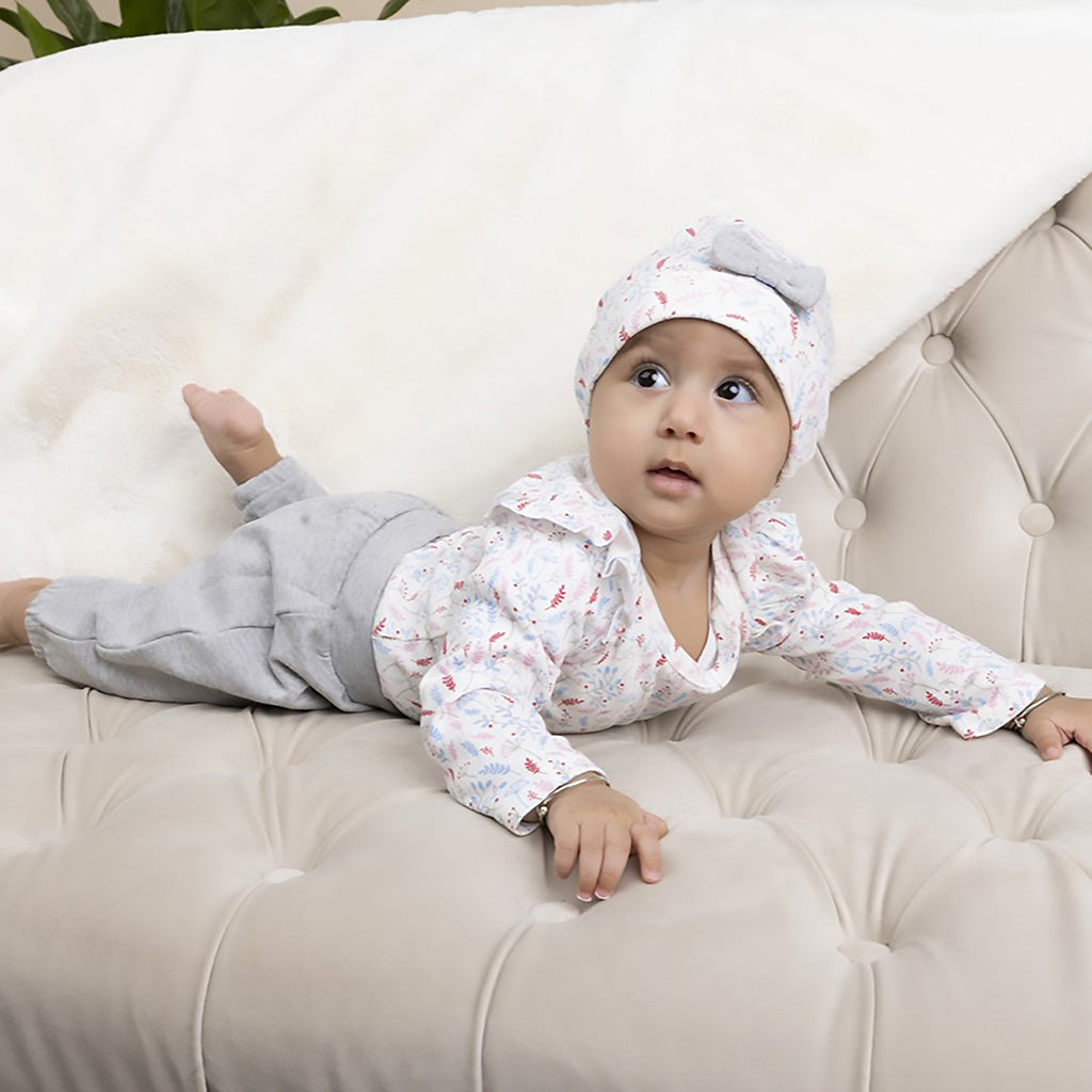 Tenue de bébé à imprimé fleuri (3 pièces)