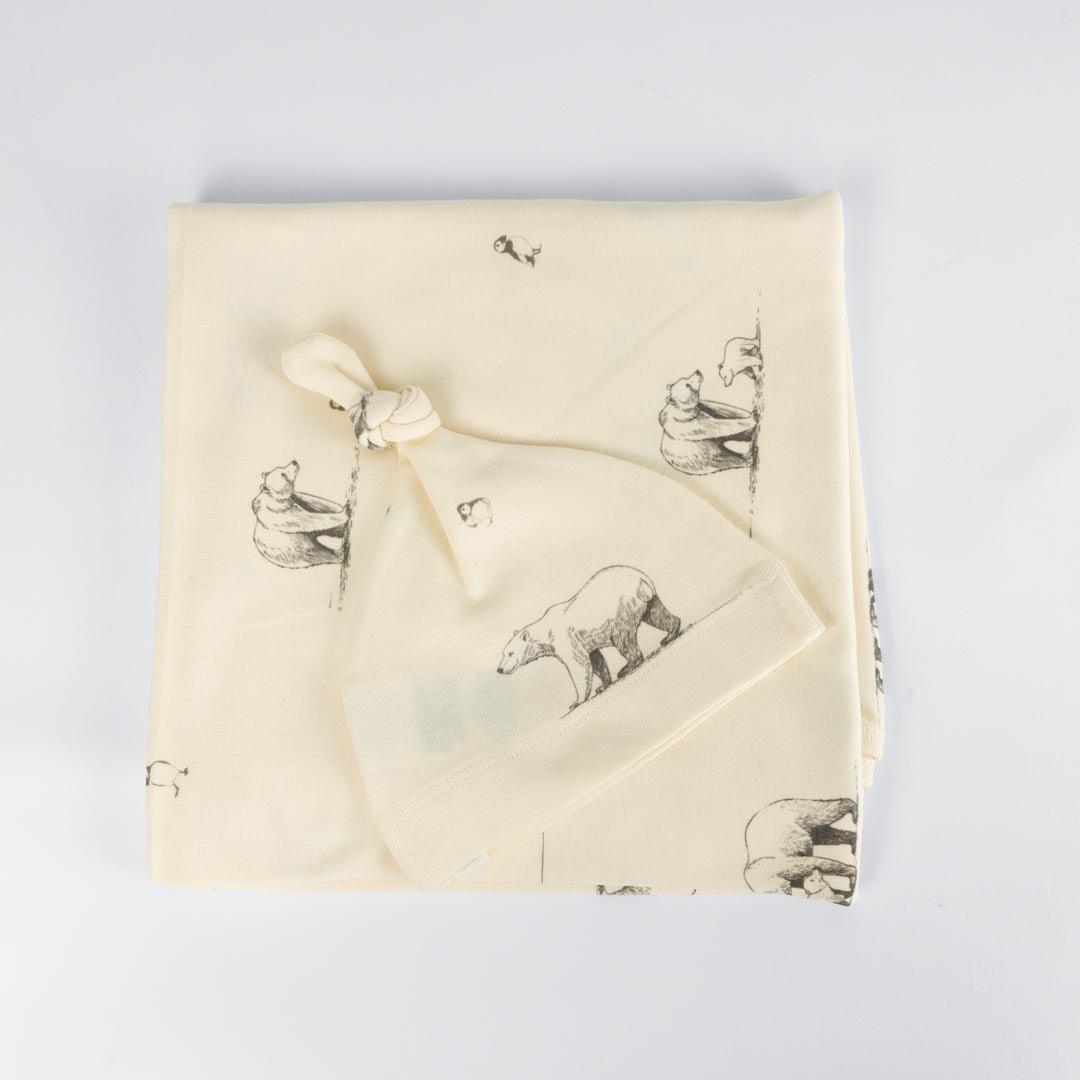 Polar Bear Blanket and Beanie set