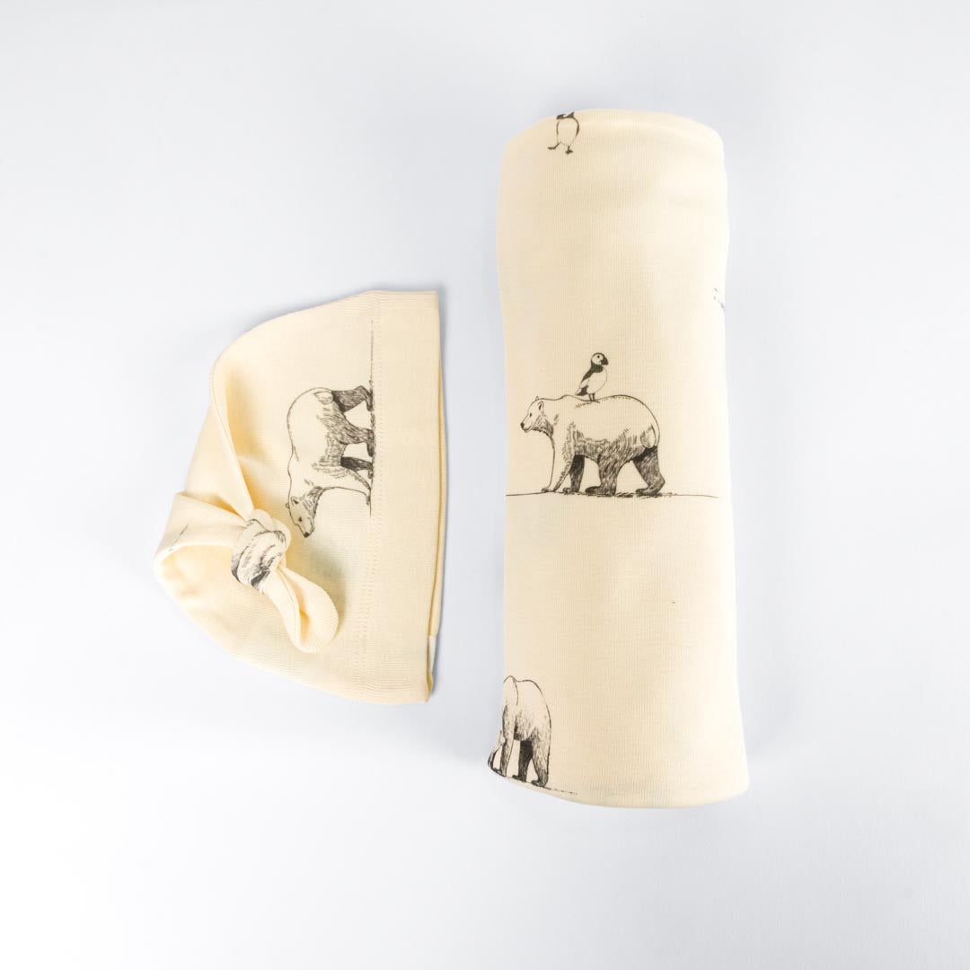 Polar Bear Blanket and Beanie set