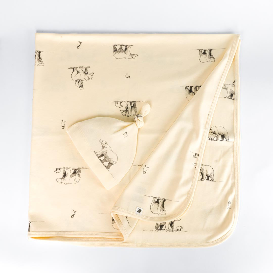 Polar Bear Blanket and Beanie set