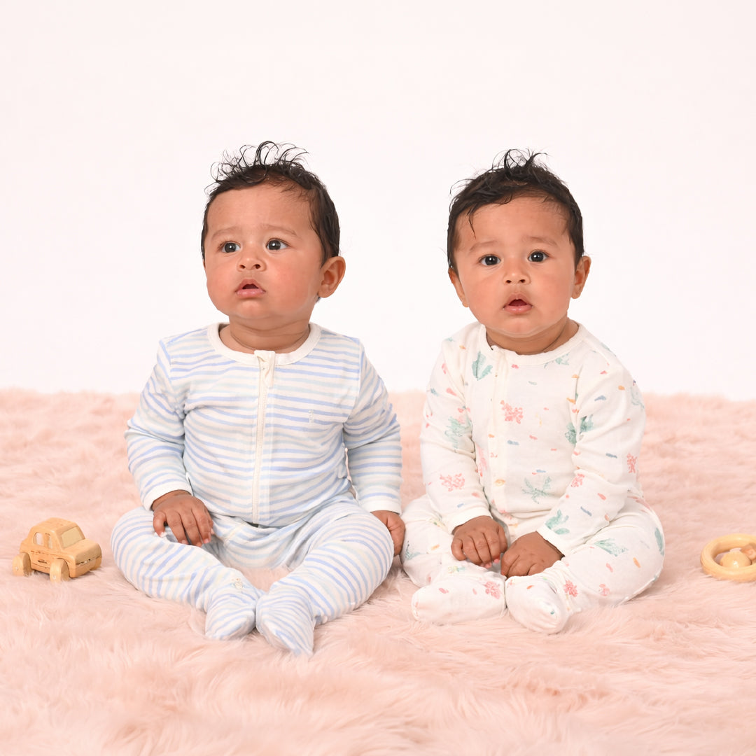 Pack of 2 Whale/ Stripe Sleep and Grow Zippy