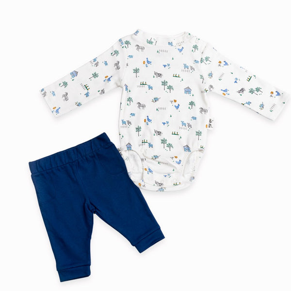 Blue barn Bodysuit - The Elk Baby